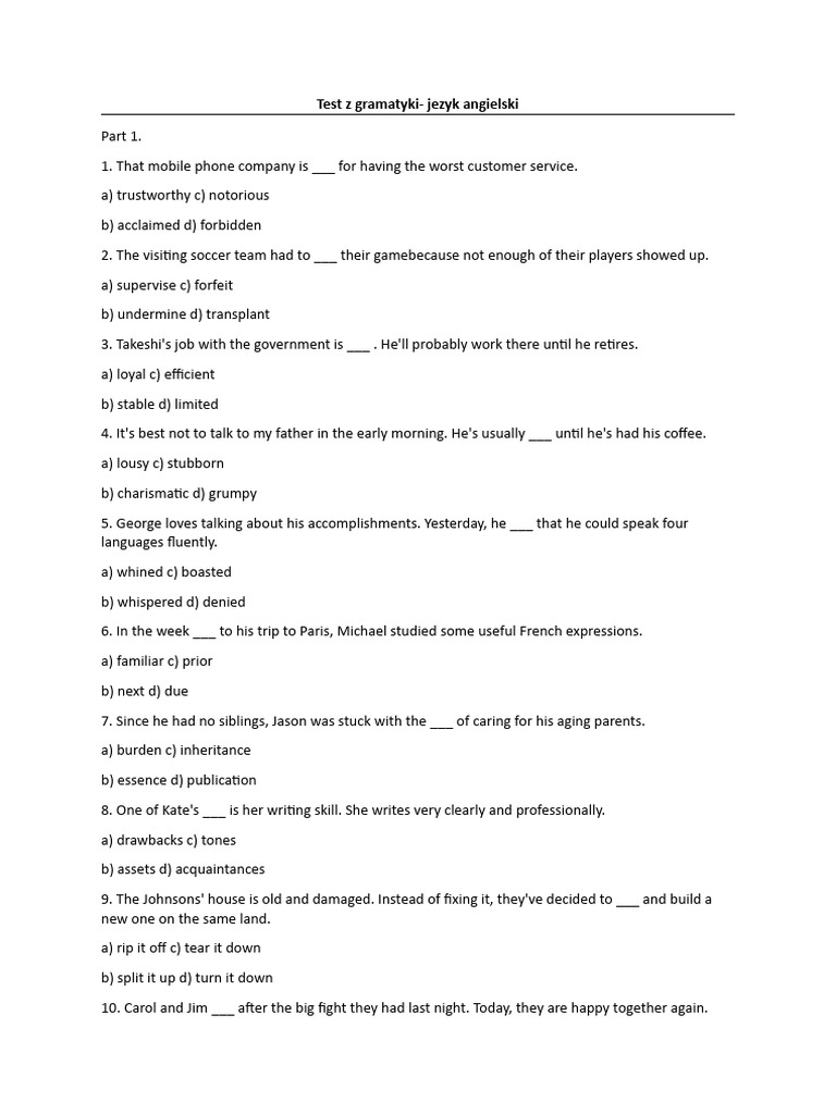 Test Z Gramatyki PDF