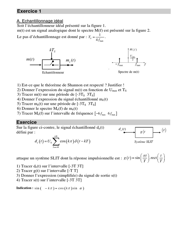 Théorème de Shannon et échantillonnage PDF — free download