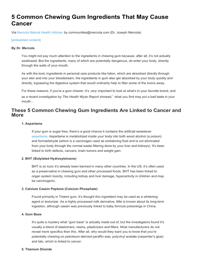 5 Common Chewing Gum Ingredients That May Cause Cancer PDF