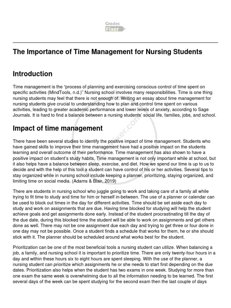 The Importance of Time Management For Nursing Students PDF