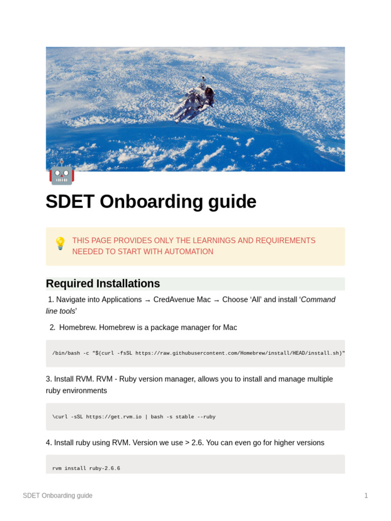 SDET Onboarding Guide | PDF