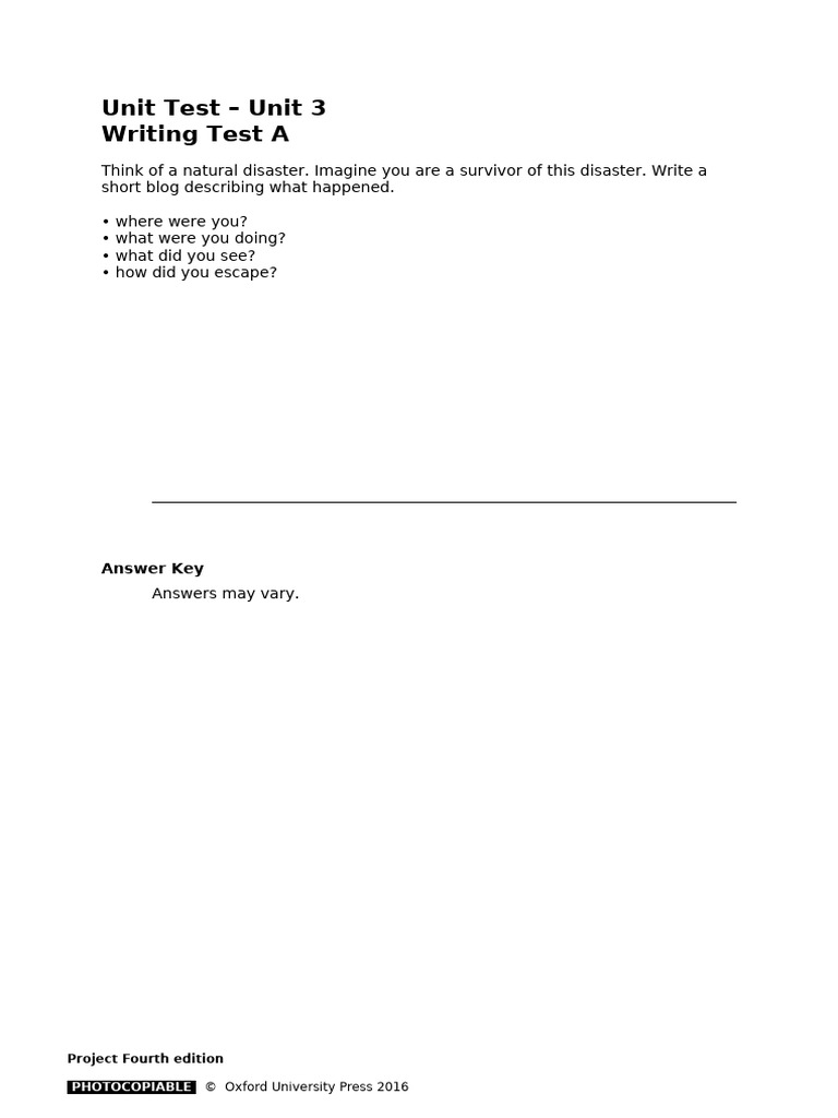 Writing Test Prompts for Unit 3 | PDF | Mystery, Thriller & Crime ...