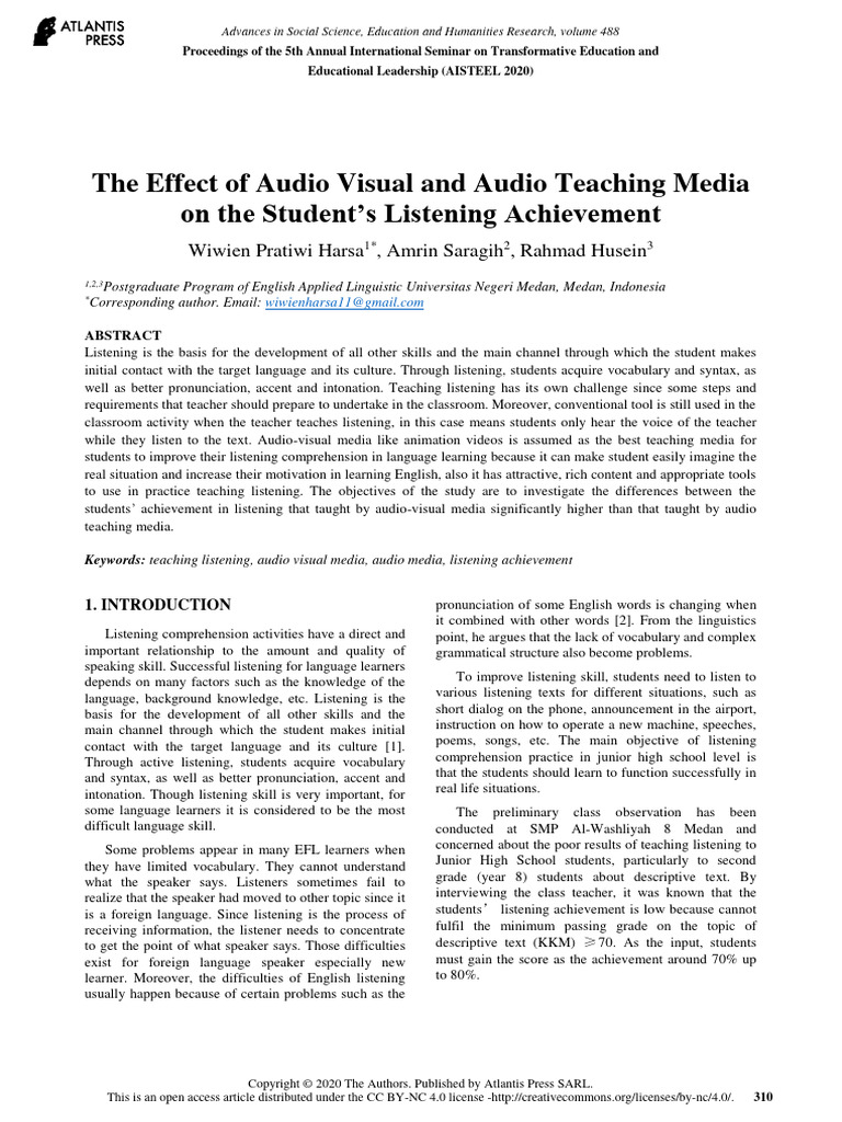 The Effect of Audio Visual and Audio Teaching Media On The Student's ...