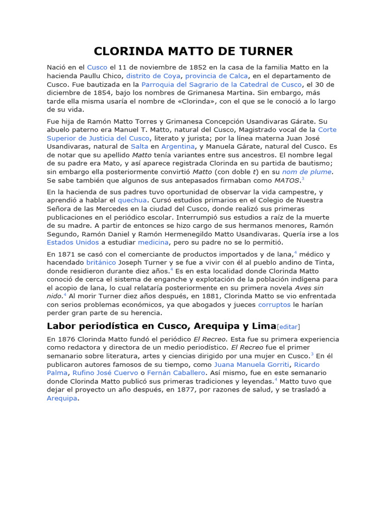 Clorinda Matto De Turner Pdf Clásicos