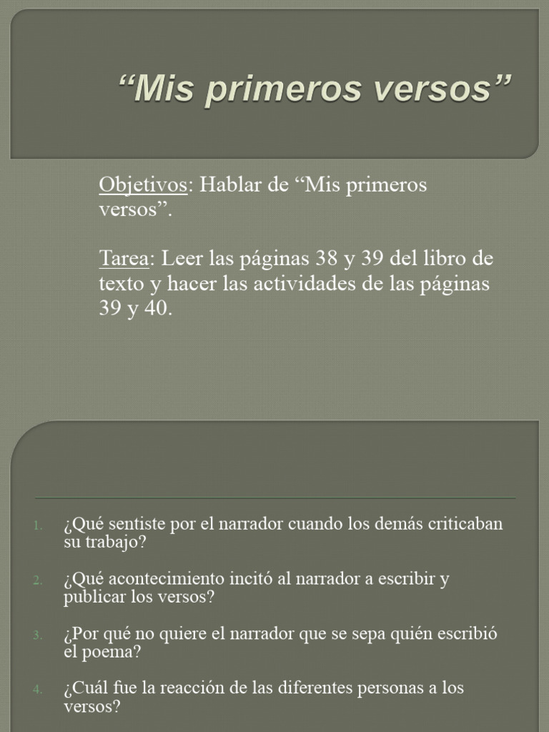 Mis Primeros Versos PP 2 | PDF | Sustantivo | Lingüística