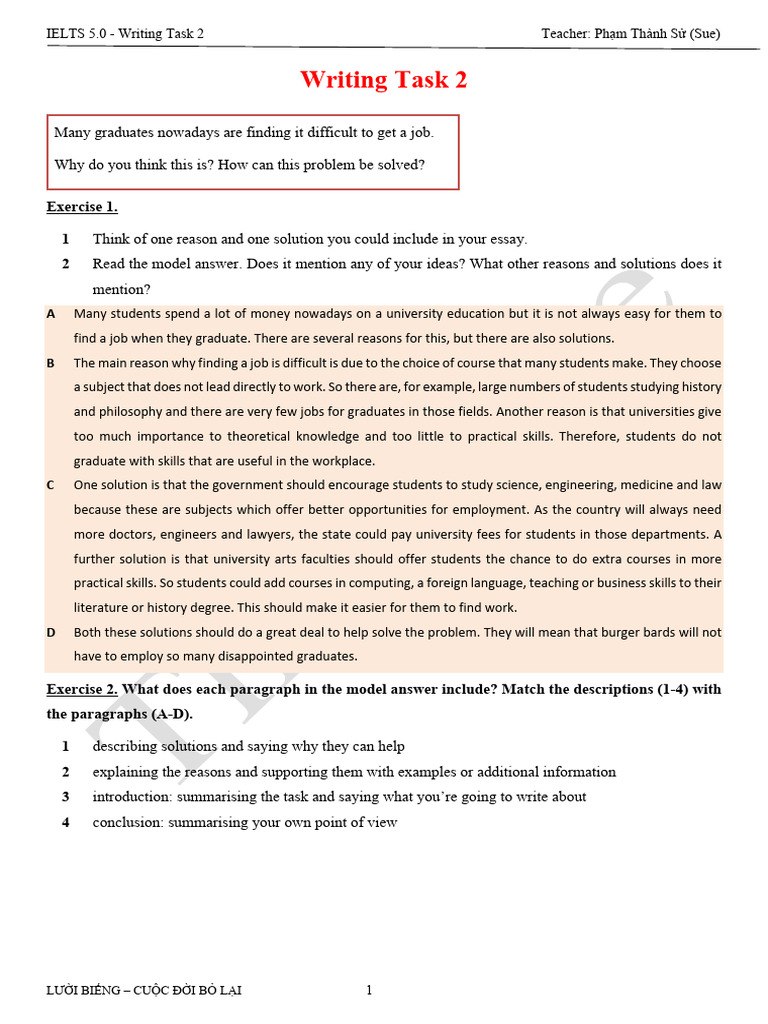 IELTS 5.0 Writing Task 2 Guide | PDF