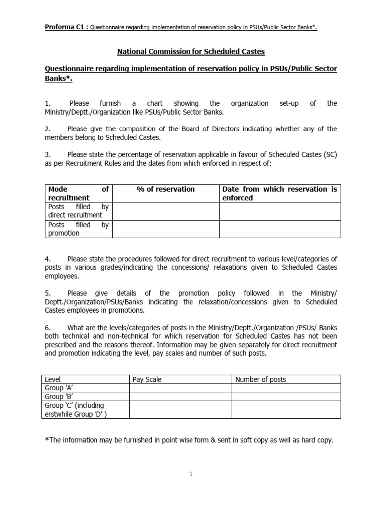 SC Reservation in PSUs/Banks | PDF
