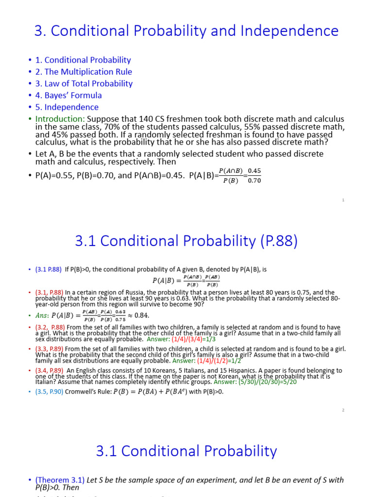 Conditional Probability and Independence | PDF