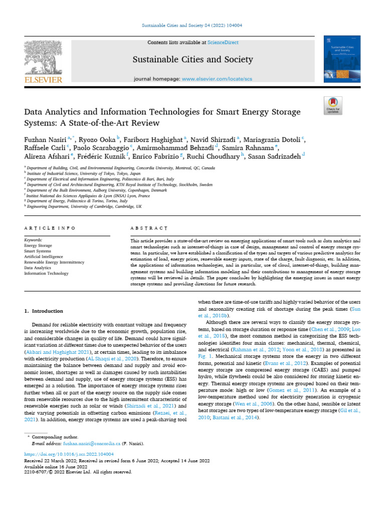 Data Analytics and Information Technologies For Smart Energy Storage ...