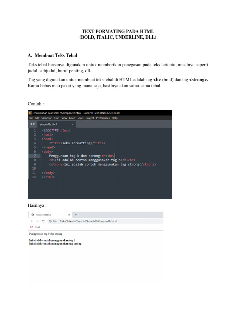 Text Formating Pada HTML | PDF