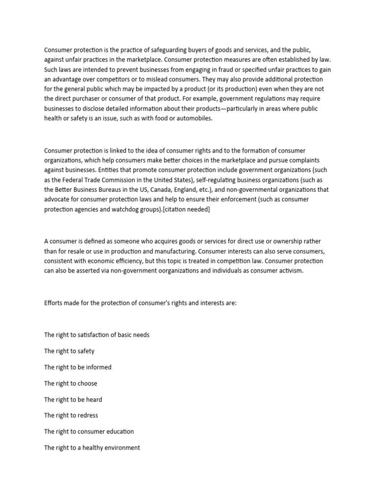 Consumer Protection Law | PDF