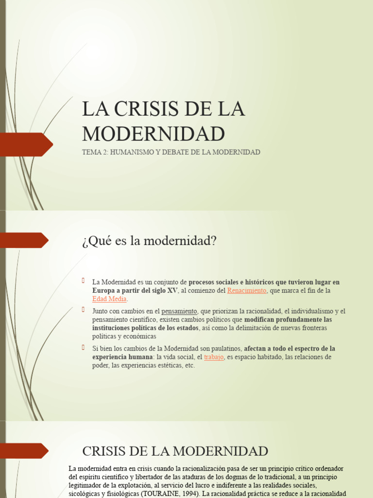 Exposicion Crisis de La Modernidad | PDF