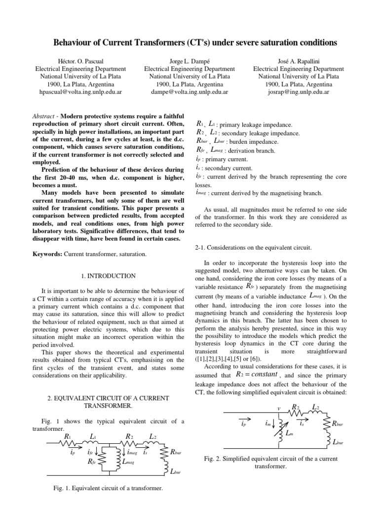 Behavior of Current Transformers (CTS) Under Severe Saturation