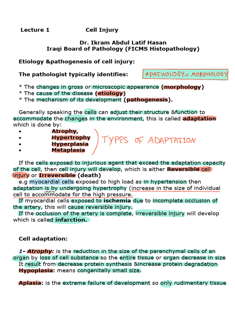 Lecture 1 cell injury pdf