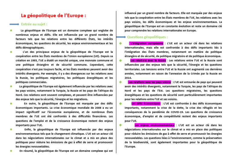 La Géopolitique de L'europe | PDF
