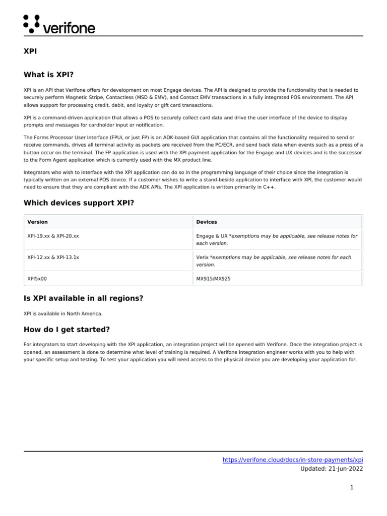 Verifone XPI Integration Overview | PDF | Emv | Computer Architecture
