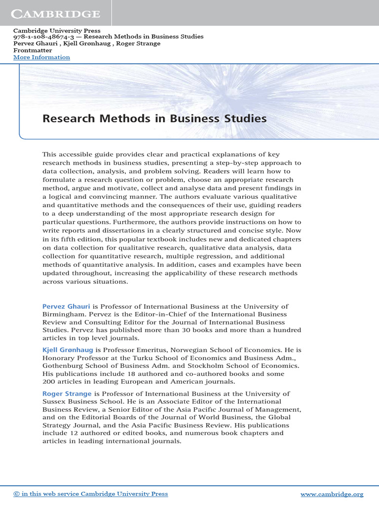 Frontmatter | PDF | Qualitative Research | Statistics