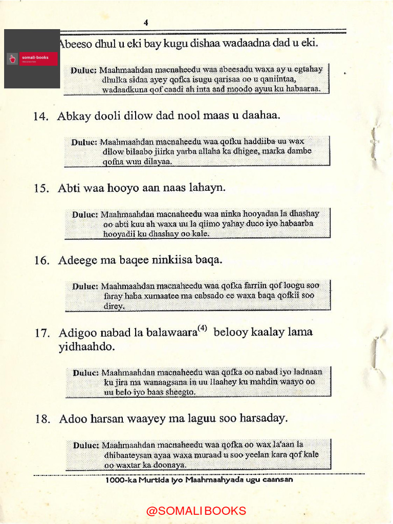 Somali Proverbs and Sayings | PDF | Business | Cooking, Food & Wine