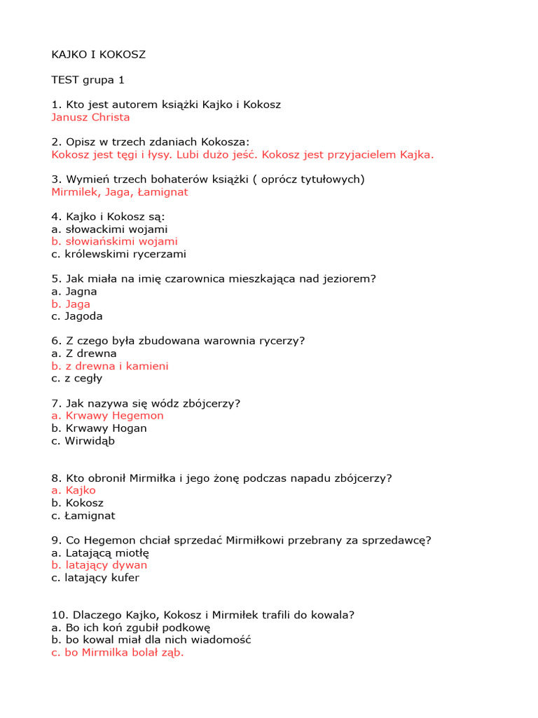 Uporządkuj Chronologicznie Plan Najważniejszych Wydarzeń Kajko I Kokosz Kajko I Kokosz 1 | PDF