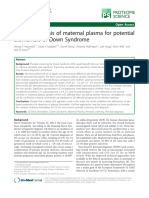 2D DIGE Analysis of Maternal Plasma For Potential Biomarkers of Down Syndrome