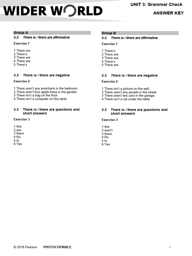 Wider World Starter Tests AK GrammarCheck 3 Final | PDF