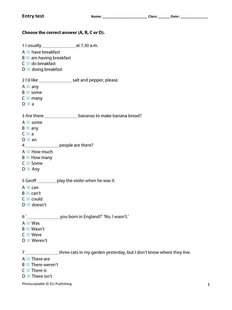 English Entry Test for Students | PDF | Language Arts & Discipline | Art