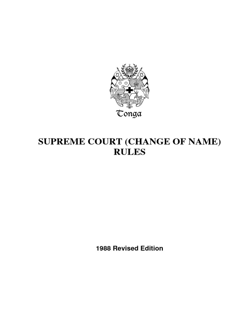 Supreme Court (Change of Name) Rules 1988 Revised Edition PDF