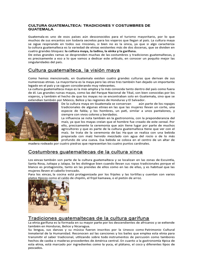Tradiciones y Costumbres de Guatemala | PDF