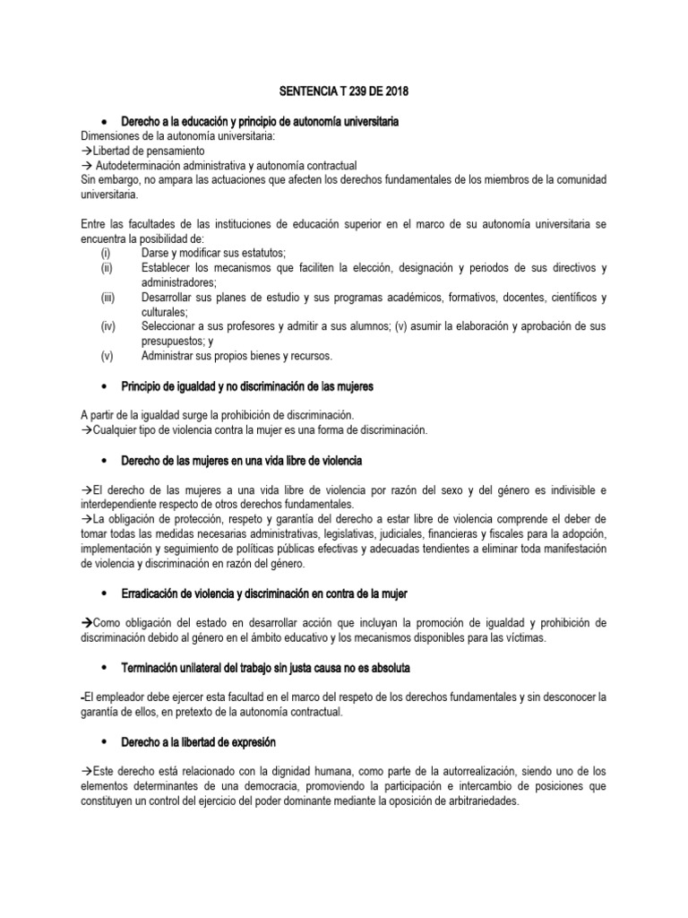 Sentencia T 239 de 2018 | PDF | Derecho