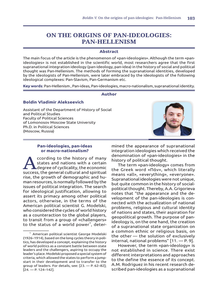 On The Origins of Pan Ideologies Pan Hellenism PDF