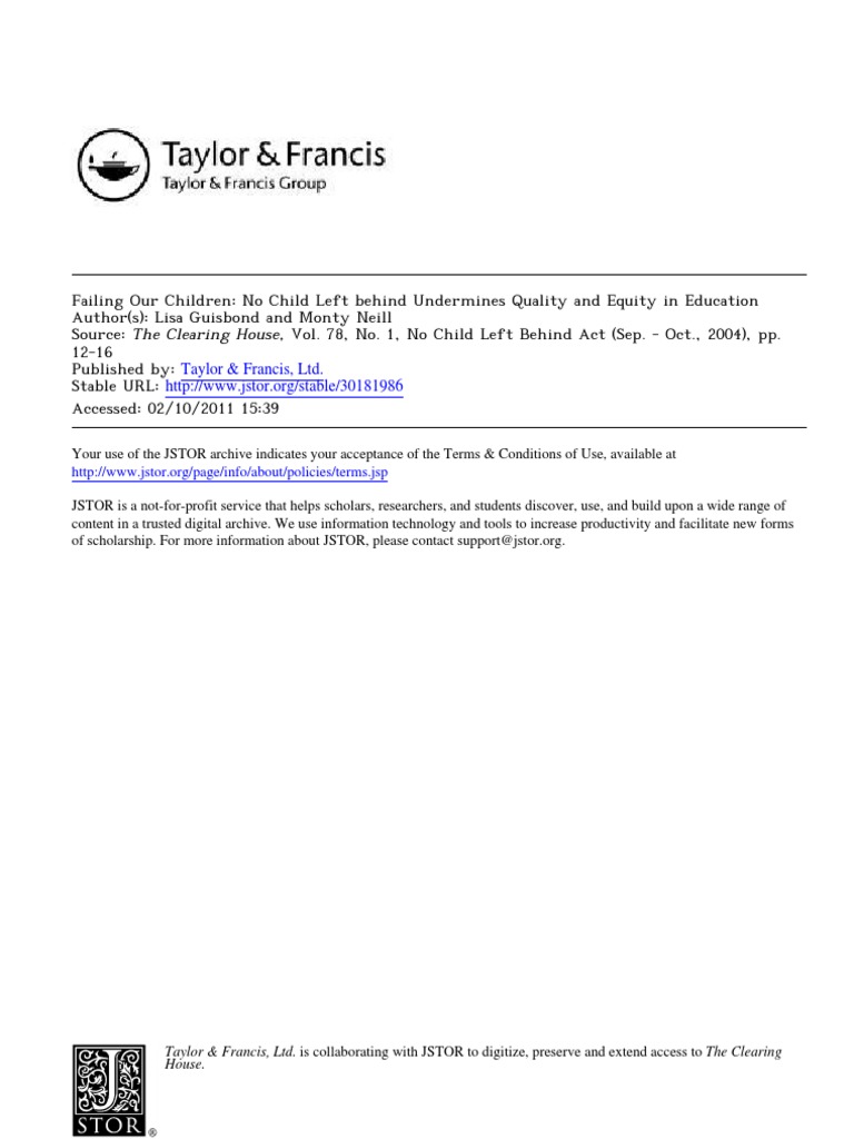 NCLB's Impact on Education Quality | PDF | No Child Left Behind Act ...