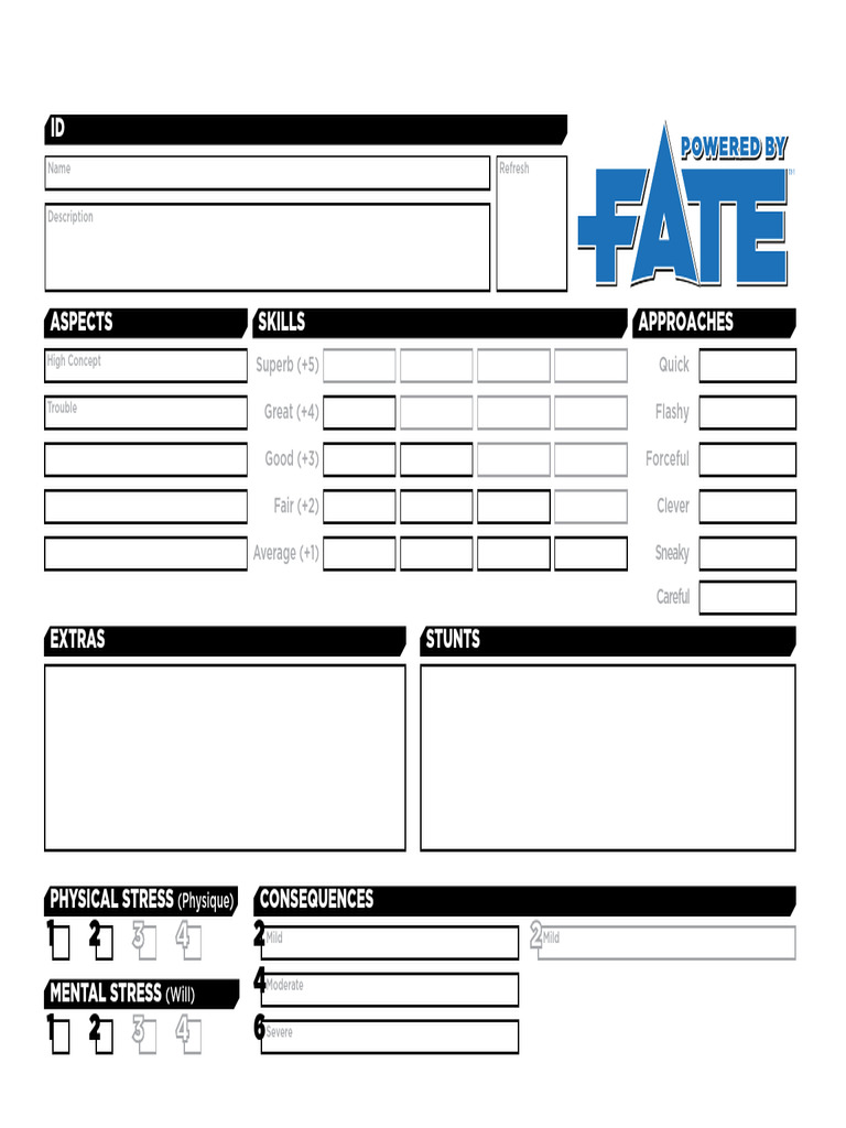 Skills and Approaches Character Sheet | PDF
