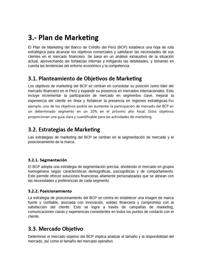 Plan de Marketing del BCP 2023 | PDF | Marketing | Mercado (economía)