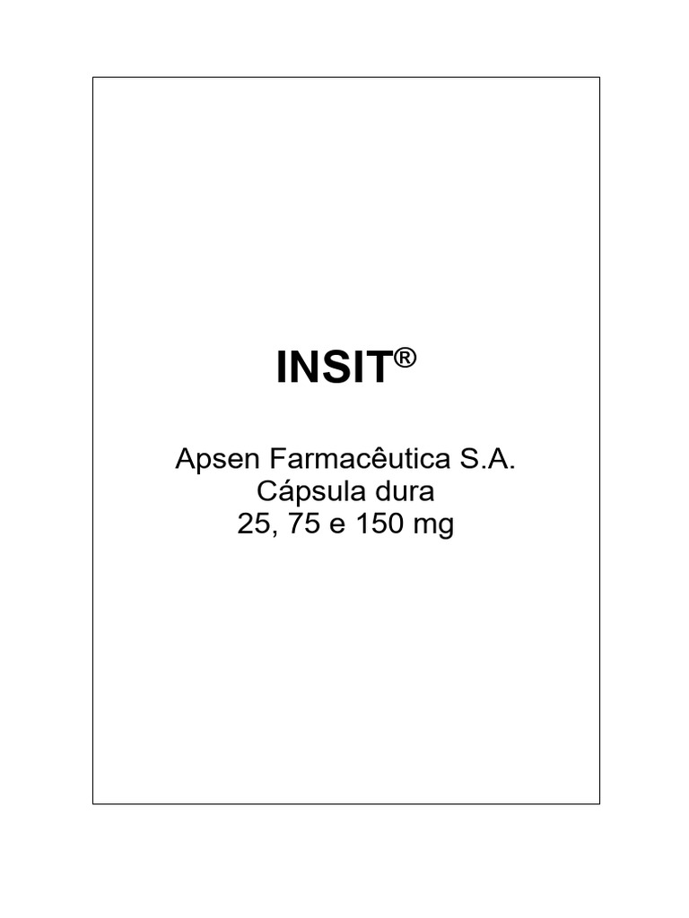 Bula Insit 25-75-150 Cap Paciente | PDF