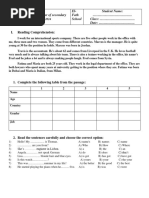 Diagnostic Test 3rd Year Secondary School