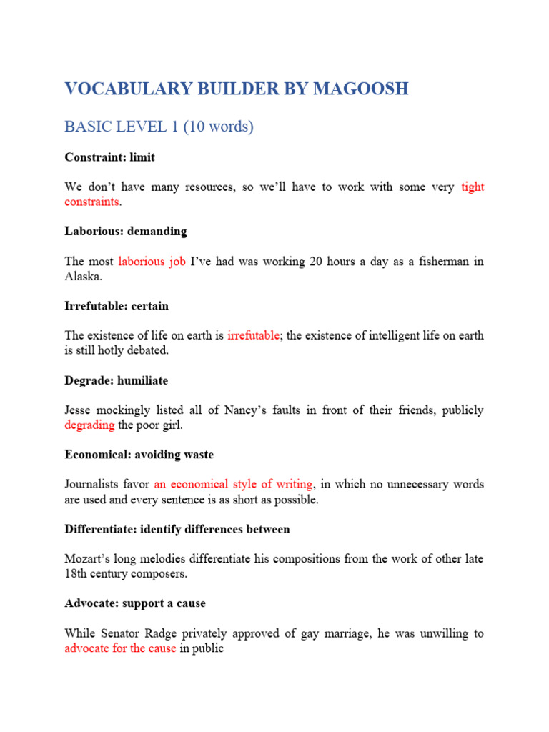 Vocabulary builder by magoosh pdf