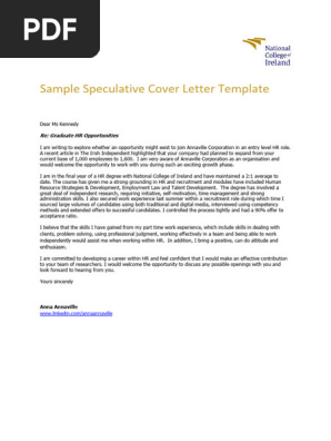 Speculative Cover Letter Template Speculative Job Application Guide