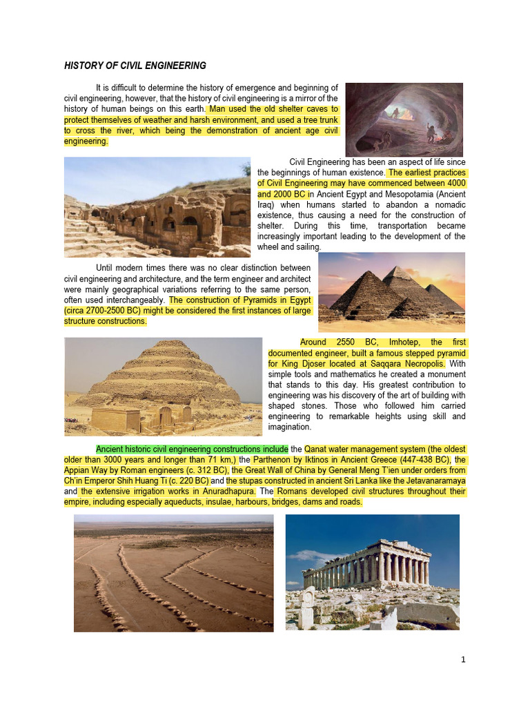 History of Civil Engineering Overview | PDF | Civil Engineering ...