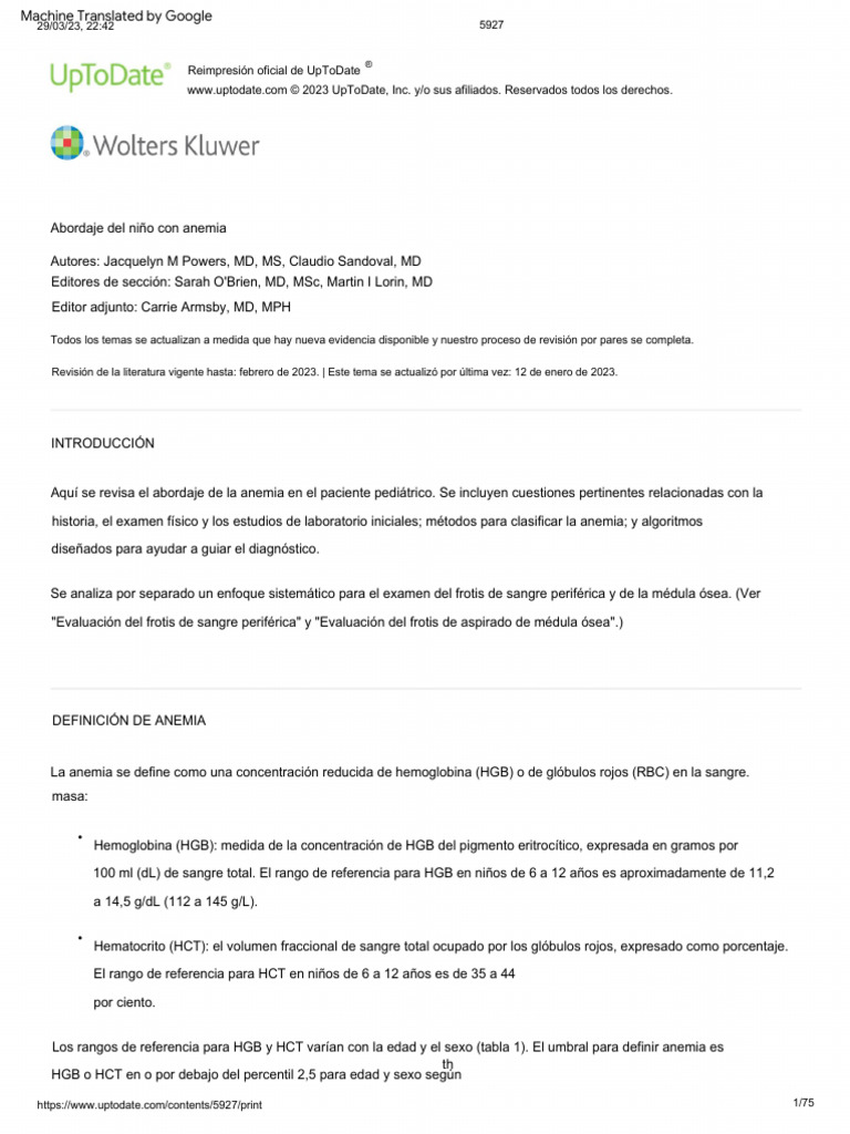 Anemia uptodate 2023 pdf