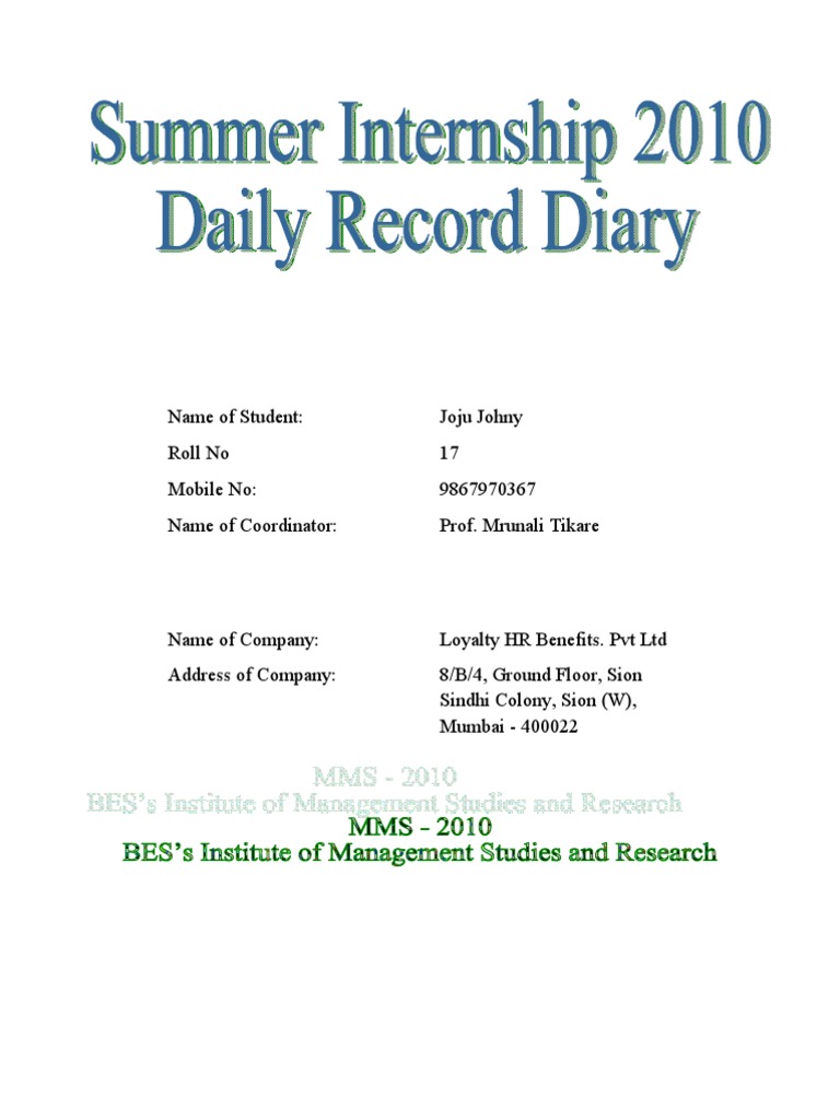 Internship Diary Advertising Retail