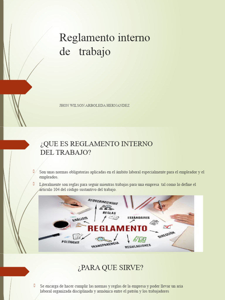 Reglamento Interno de Trabajo | PDF