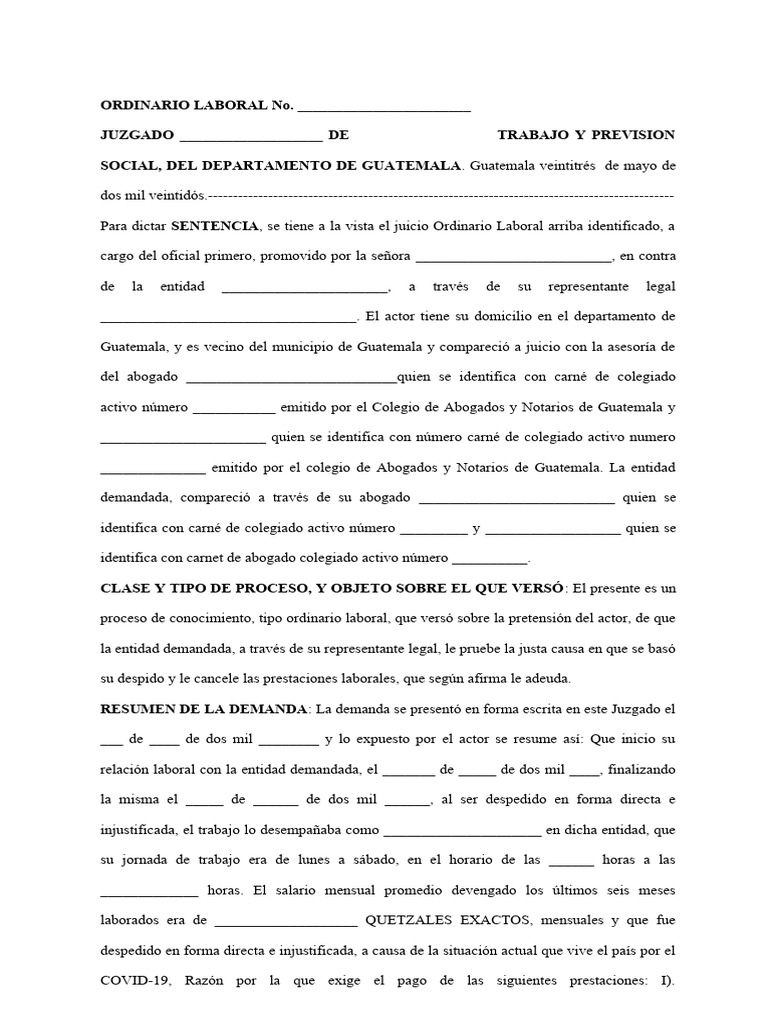 Ejemplo Sentencia Laboral | PDF