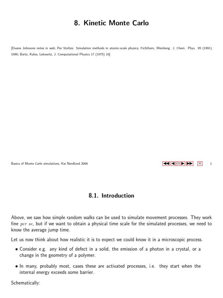 Kinetic Monte Carlo Simulation Basics | PDF | Chemistry | Physical Sciences