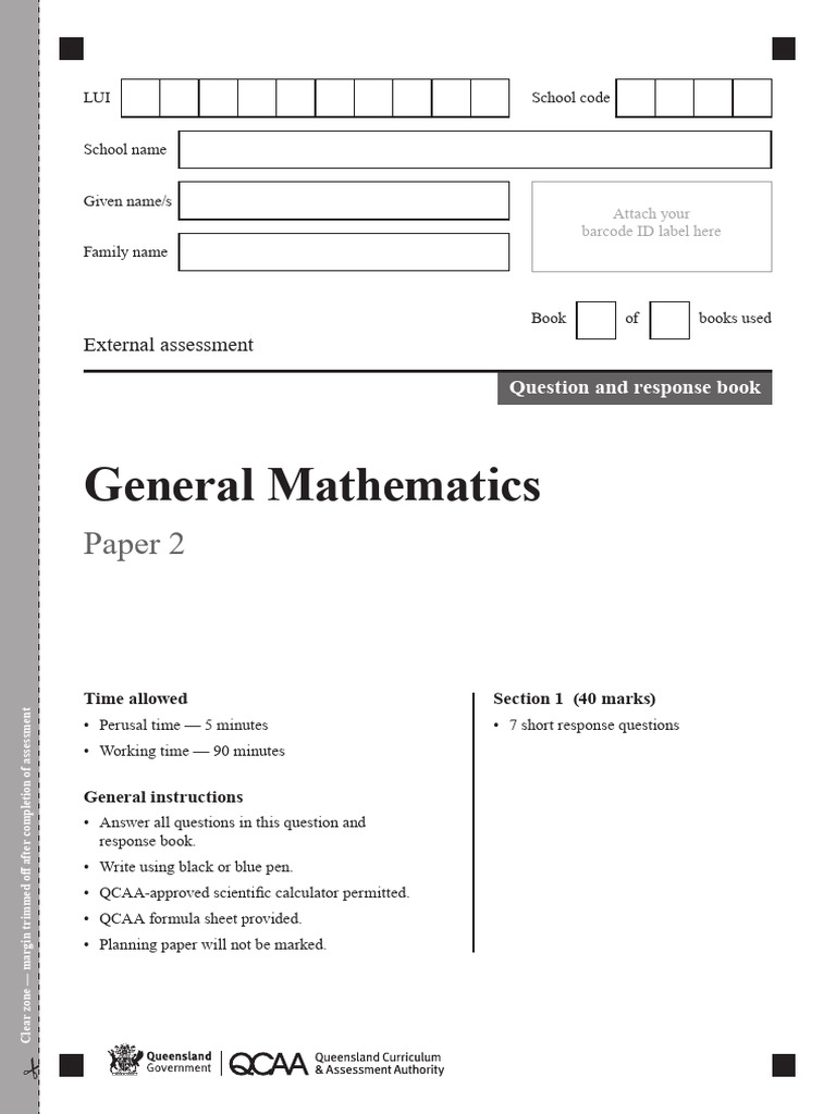 SNR Maths General 20 Ea p2 Question Response | PDF