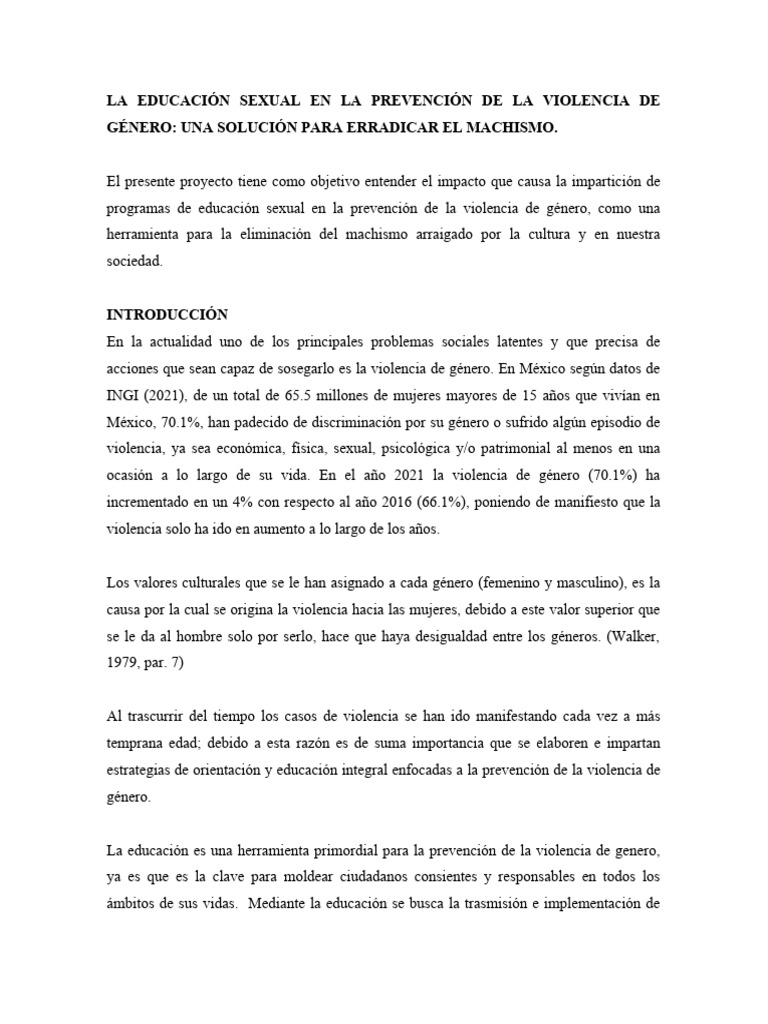 La Educación Sexual en La Prevención de La Violencia de Género | PDF