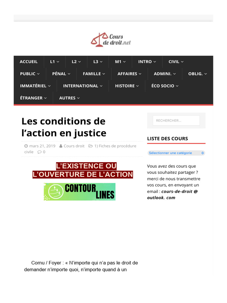 Conditions de l'action en justice | PDF