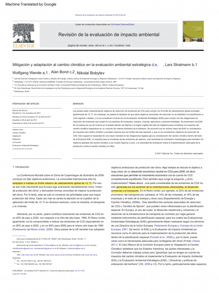 Climate Change Mitigation And Adaptation In Strategic Environmental