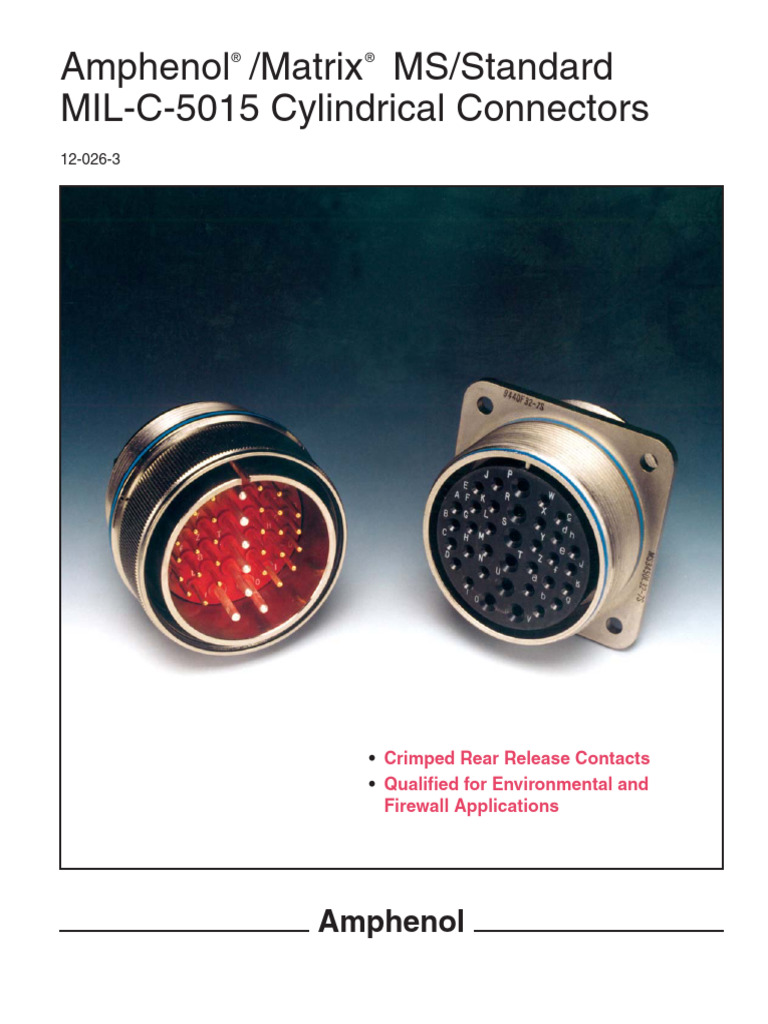 Amphenol /matrix MS/Standard MILC5015 Cylindrical Connectors PDF