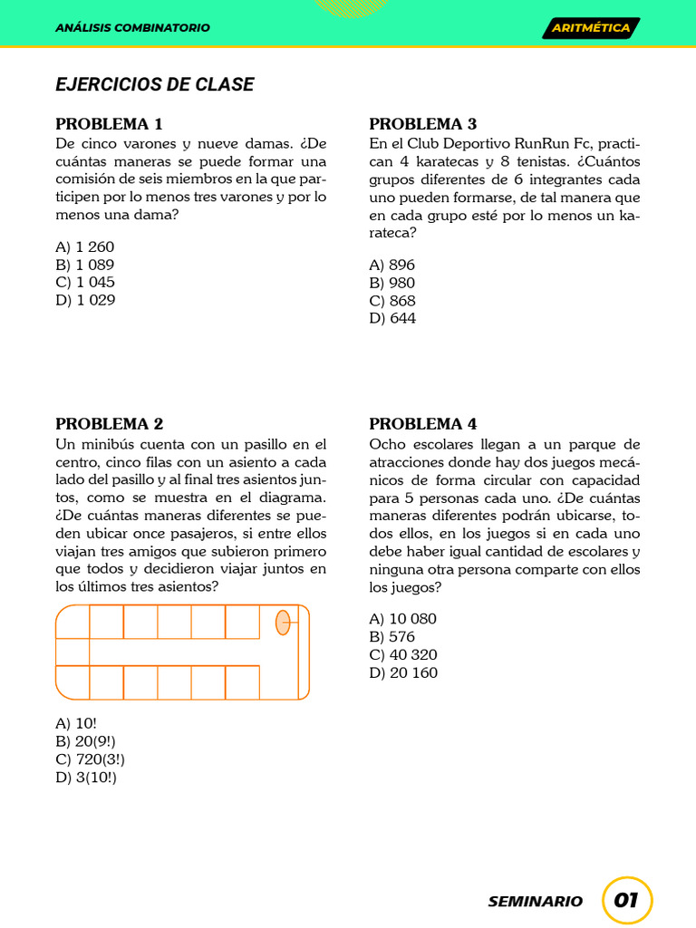 Ejercicios de Análisis Combinatorio | PDF