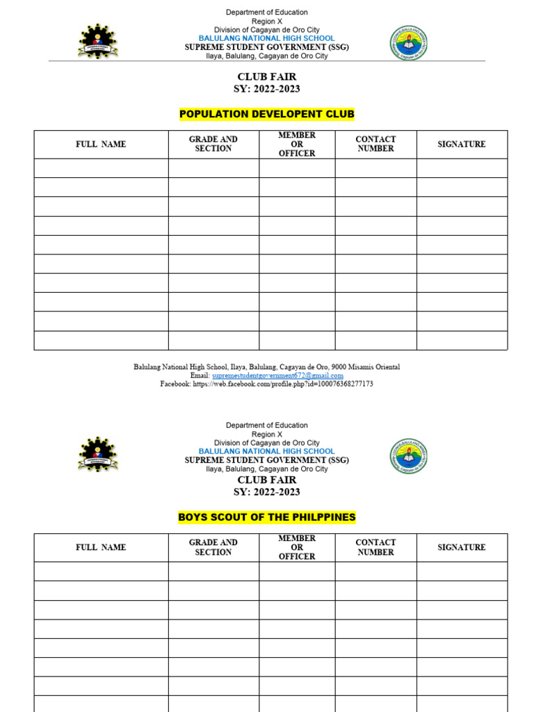 Club Fair Form | PDF